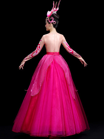 大人の中国の衣装ローズアジアンラインストーンポリエステルセットドレスホリデーコスチューム