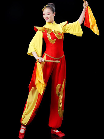 大人用 中国衣装 レッド アジアン ポリエステル セットトップ ホリデーコスチューム