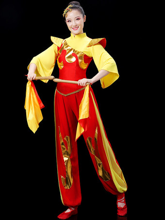 大人用 中国衣装 レッド アジアン ポリエステル セットトップ ホリデーコスチューム