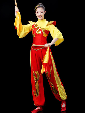 大人用 中国衣装 レッド アジアン ポリエステル セットトップ ホリデーコスチューム