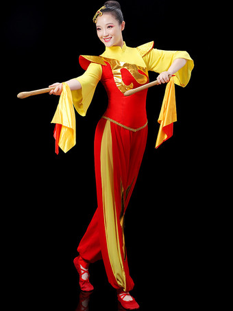 大人用 中国衣装 レッド アジアン ポリエステル セットトップ ホリデーコスチューム