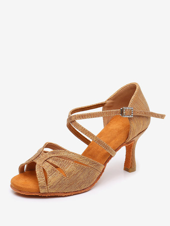 Coffee BrownLatin Dance Shoes Canvas Black Round Toe Dance Shoes