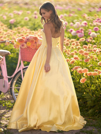 プロムドレス Aライン 恋人ネック サテン生地 ノースリーブ プリーツ パーティードレス