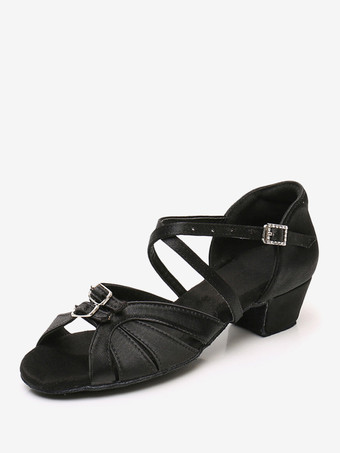 ブラック ラテンダンスシューズPUレザーライトブラウンラウンドトゥダンスシューズ