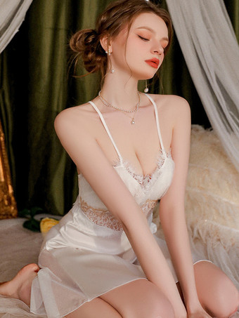 ベビードール ランジェリー セクシー ベビードール ホワイト レース 透け感のあるレース セクシー