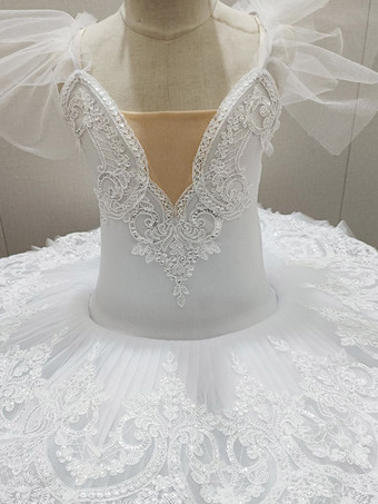 ホワイト バレエドレス レッド レディース 大人用 バレリーナ スパンコール レース ポリエステル ドレス セット パフォーマンスウェア