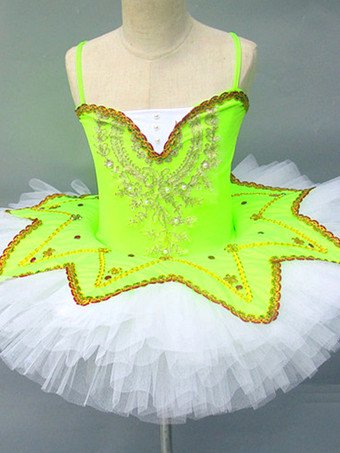 黄緑色バレエ ダンス衣装 ブルゴーニュ 女の子 子供 バレリーナ レース スパンコール レース ポリエステル ドレス セット パフォーマンスウェア