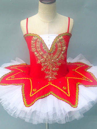 レッド バレエ ダンス衣装 ブルゴーニュ 女の子 子供 バレリーナ レース スパンコール レース ポリエステル ドレス セット パフォーマンスウェア