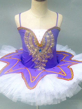 パープル バレエ ダンス衣装 ブルゴーニュ 女の子 子供 バレリーナ レース スパンコール レース ポリエステル ドレス セット パフォーマンスウェア