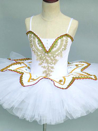 ホワイト バレエ ダンス衣装 ブルゴーニュ 女の子 子供 バレリーナ レース スパンコール レース ポリエステル ドレス セット パフォーマンスウェア