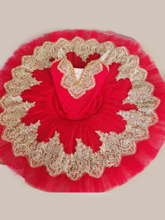 レッド バレエ ドレス ブルー 女の子 子供用 バレリーナ スパンコール レース レース ポリエステル ドレス セット パフォーマンスウェア