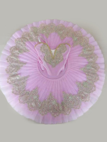 ピンクバレエ ドレス ブルー 女の子 子供用 バレリーナ スパンコール レース レース ポリエステル ドレス セット パフォーマンスウェア