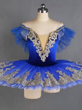 ブルー バレエ ドレス ホワイト 女性用 大人用 バレリーナ フリル レース ポリエステル ドレス セット パフォーマンスウェア