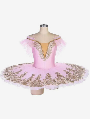 ピンクバレエ ドレス ホワイト 女性用 大人用 バレリーナ フリル レース ポリエステル ドレス セット パフォーマンスウェア
