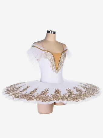 ホワイト バレエ ドレス ホワイト 女性用 大人用 バレリーナ フリル レース ポリエステル ドレス セット パフォーマンスウェア