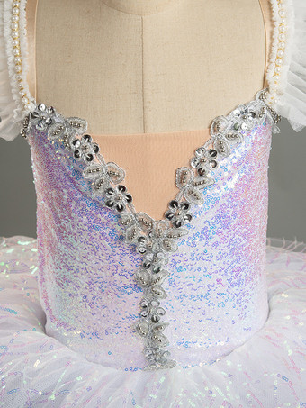 バレエ ドレス パープル 女性用 大人用 バレリーナ フリル スパンコール オンブル ポリエステル ドレス セット ダンスウェア