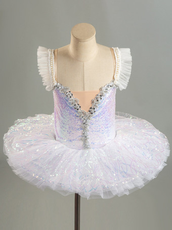 ホワイト バレエ ドレス パープル 女性用 大人用 バレリーナ フリル スパンコール オンブル ポリエステル ドレス セット ダンスウェア