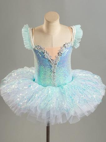 Disfraz de bailarina de plata para niña, vestido de flores con lentejuelas,  Ropa de baile para actuaciones en escenario, tutú de ballet