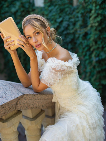 パーティー マキシ ドレス 装飾襟 フリル ポルカ ドット シアー セミフォーマル ドレス