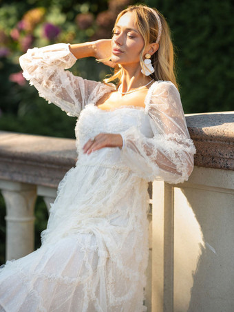 フリルドレス イリュージョンスリーブ ポルカドット レイヤード パーティー プロムドレス