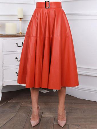 Falda plisada de longitud media para mujer, falda de traje de línea A de  cintura alta para mujer (color caqui, tamaño: mediano)