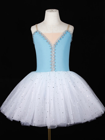 ブルー バレエドレス ディープブルー 女の子 大人用 バレリーナ スパンコール レース レース ポリエステル ドレスセット ダンスウェア