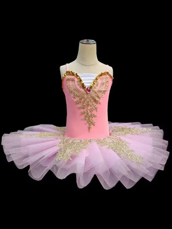 ピンクバレエ ダンス衣装 ブルー 女の子 子供 バレリーナ ラインストーン レース レース ポリエステル ドレス セット パフォーマンスウェア