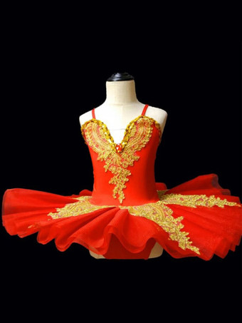 レッド バレエ ダンス衣装 ブルー 女の子 子供 バレリーナ ラインストーン レース レース ポリエステル ドレス セット パフォーマンスウェア