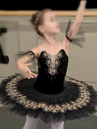 ブラック バレエ ダンス衣装 レッド 女の子 子供 バレリーナ パール レース ポリエステル ドレス セット ダンスウェア