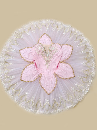 バレエ ダンス衣装 ピンク 女性用 大人用 バレリーナ スパンコール アップリケ レース ポリエステル ドレス セット パフォーマンスウェア