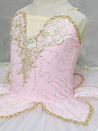 バレエ ダンス衣装 ピンク 女性用 大人用 バレリーナ スパンコール アップリケ レース ポリエステル ドレス セット パフォーマンスウェア