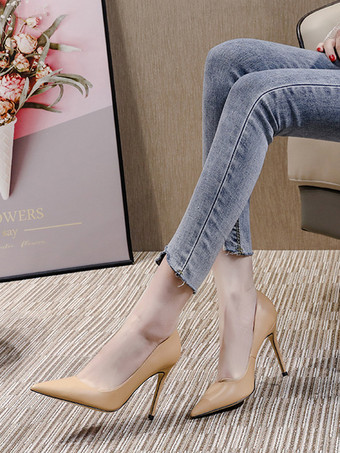 肌色レディース ハイヒール ブラック ポインテッドトゥ ドレス パンプス