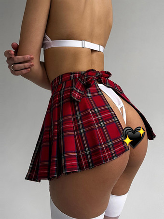 セクシーな女子高生コスチューム女性のポリエステル繊維スカートトップチョーカーTバック