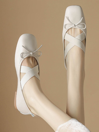 ウェディングシューズブライズメイドシューズPUレザースクエアトゥリボン