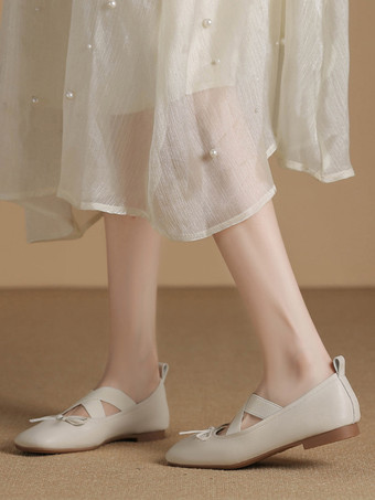 アプリコットウェディングシューズブライズメイドシューズPUレザースクエアトゥリボン