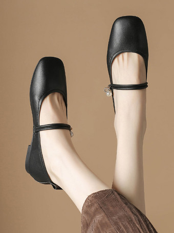 ウェディングシューズ ブライズメイドシューズ PUレザー スクエアトゥ パール