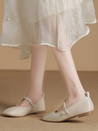 アプリコットウェディングシューズ ブライズメイドシューズ PUレザー スクエアトゥ パール