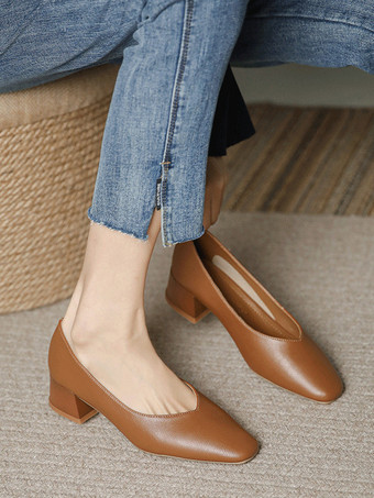 ウェディングシューズ ブライダル パンプス PU レザー スクエアトゥ