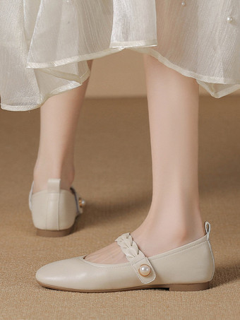 ウェディングシューズブライズメイドシューズPUレザースクエアトゥビーズ