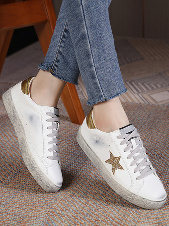 Baskets argentées pour femmes chaussures décontractées à bout rond et à lacets