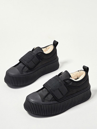 negro Zapatillas de deporte de color caqui para mujer Zapatos de plataforma de diseñador con punta redonda