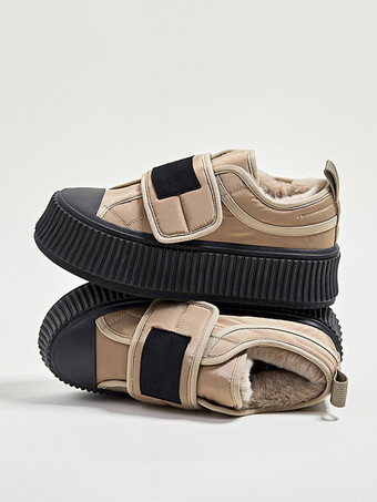 Zapatillas de deporte de color caqui para mujer Zapatos de plataforma de diseñador con punta redonda