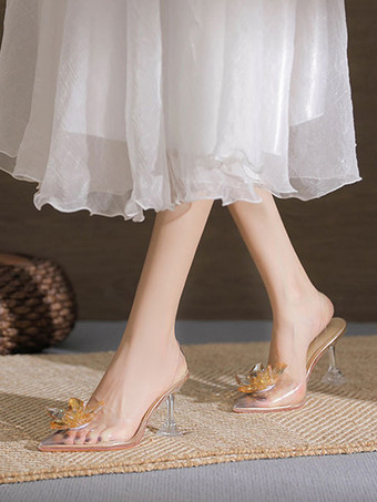 ハイヒール パーティーシューズ シャンパン ポインテッドトゥ プロムシューズ