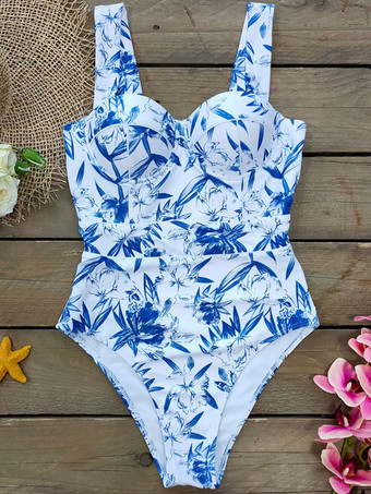 プリント コルセット アンダーワイヤー ハイカット ノースリーブ セクシー 1 ピース 水着