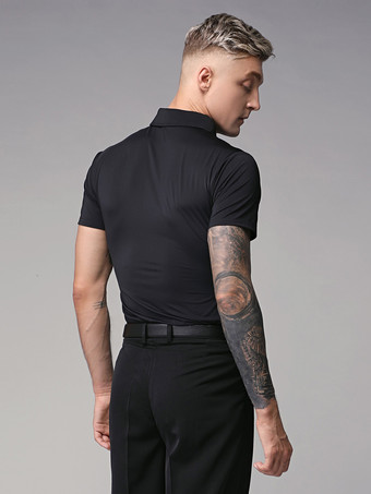 ラテン ダンス ドレス ブラック メンズ ポリエステル トップ セクシー ラテン ダンサー ダンス コスチューム