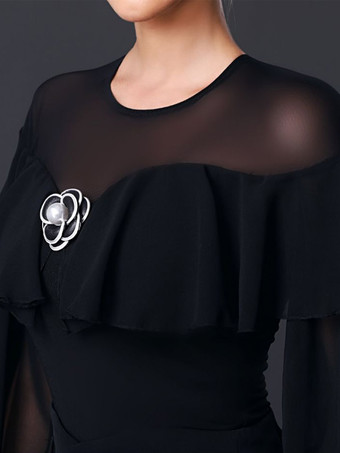 ラテンダンスコスチューム 黒人女性用ポリエステル服 セクシーなフリル ラテンダンサー ダンスコスチューム パンツなし