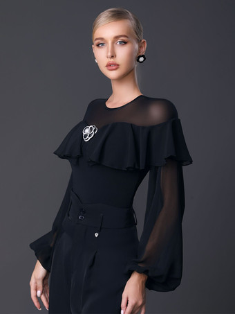 ラテンダンスコスチューム 黒人女性用ポリエステル服 セクシーなフリル ラテンダンサー ダンスコスチューム パンツなし