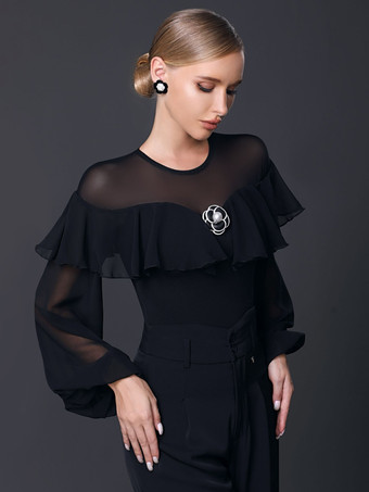 ラテンダンスコスチューム 黒人女性用ポリエステル服 セクシーなフリル ラテンダンサー ダンスコスチューム パンツなし