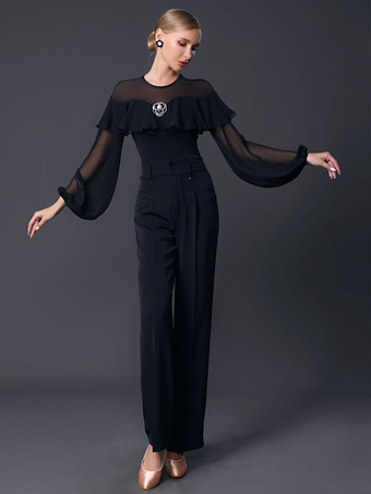 ブラック ラテンダンスコスチューム 黒人女性用ポリエステル服 セクシーなフリル ラテンダンサー ダンスコスチューム パンツなし