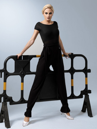 ラテンダンス衣装 ライトスカイブルー 女性用 ポリエステルトップ セクシー ラテンダンサー ダンスウェア